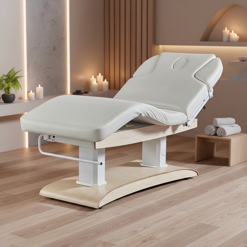 Health Wellness Center - Электрический массажный стол с деревянной текстурой